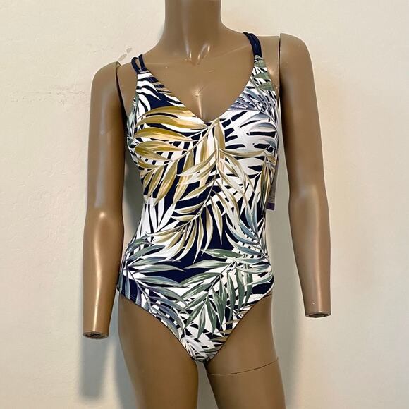 Hurley Criss cross back leaf print one piece swimsuit XS SW 5056 - Picture 10 of 11